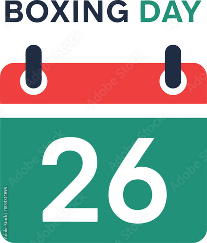 Boxing day calendar icon with date 26, a seasonal celebration