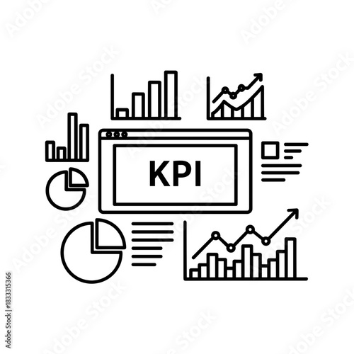 KPI dashboard with charts and graphs for digital business analysis  