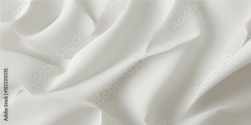 Elegant white satin and silk fabric texture background with a soft, smooth, luxury, and rippled wave pattern for a fashion backdrop