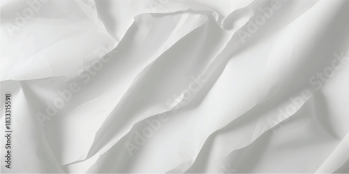 Elegant white silk and satin fabric texture with soft, smooth flowing waves, a luxurious wedding backdrop material