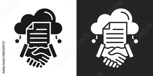 Contracts Icon In Black And White Glyph Style
