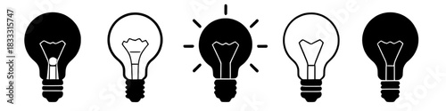 Silhouette of light bulb icons depicting ideas, innovation, and energy