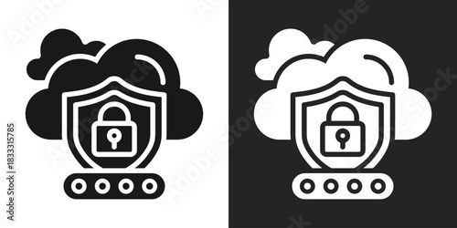 Encryption Icon In Black And White Glyph Style