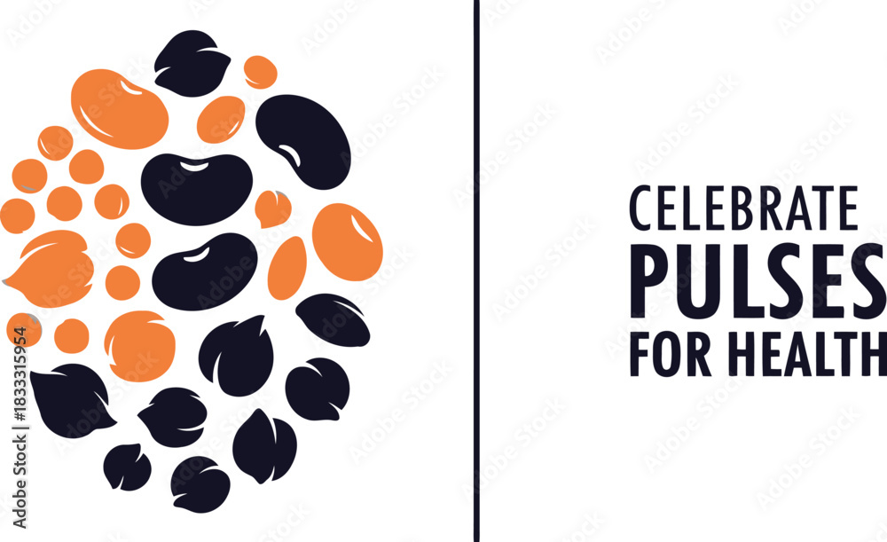 Fototapeta premium Graphic of various healthy pulses for nutrition and wellbeing