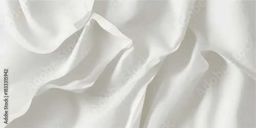 Clean Soft White Wavy Ruffle Abstract Paper Fabric Background for Branding and Packaging