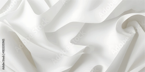 Clean Soft White Wavy Ruffle Abstract Paper Fabric Background for Branding and Packaging