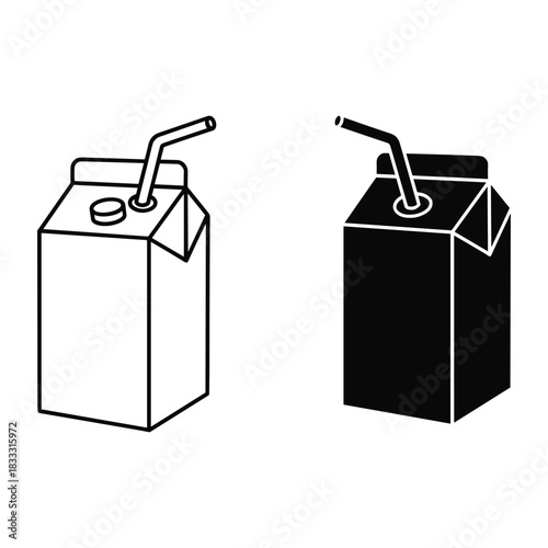 Milk carton icon outline and solid fill on white background Keywords: milk carton, juice box