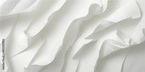 Luxury White Soft Folded Paper Fabric Texture Background for Elegant Minimal Design