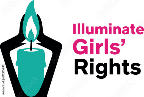 Illuminate girls' rights, hands holding a lit candle vector