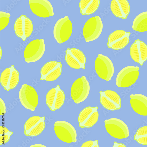 Lemon citrus vector pattern. Botanical vector illustration. Summer background. Floral design.	