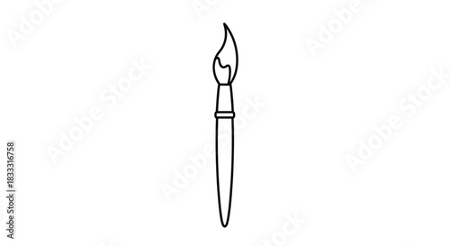 Simple black and white line art illustration of an artist's paintbrush, suitable for a logo, icon, or coloring activity.
