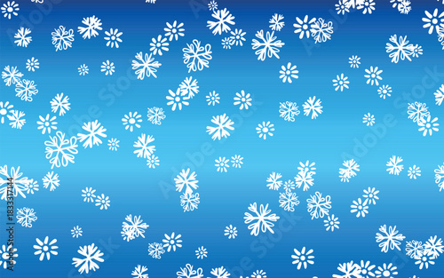 Merry Christmas or happy new year design. Holiday decoration on color background. Greeting vector card, banner, celebration concept with snowflakes. Invitation mock up.