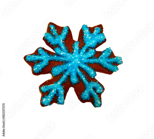 Gingerbread snowflake with decorative icing
