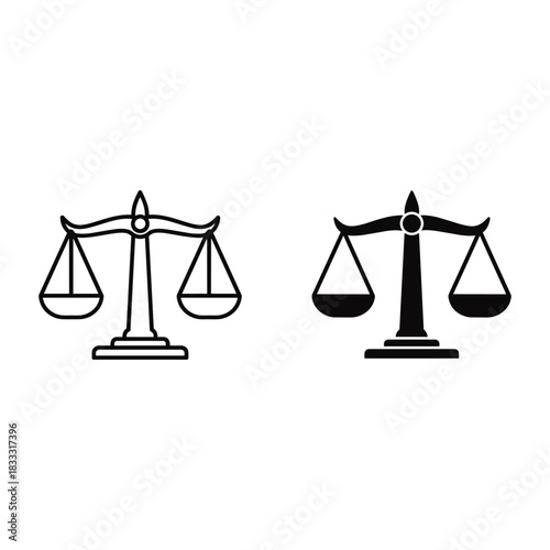Scales of Justice Icon Outline and Silhouette legal