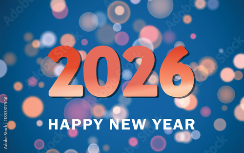 Merry Christmas or happy new year design. 2026 holiday decoration on color background. Greeting vector card, banner, celebration concept with metallic text. Invitation mock up.