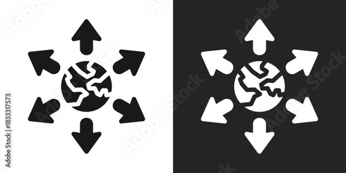 Market Expansion Icon In Black And White Glyph Style