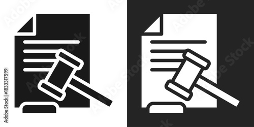 Legal Document Icon In Black And White Glyph Style