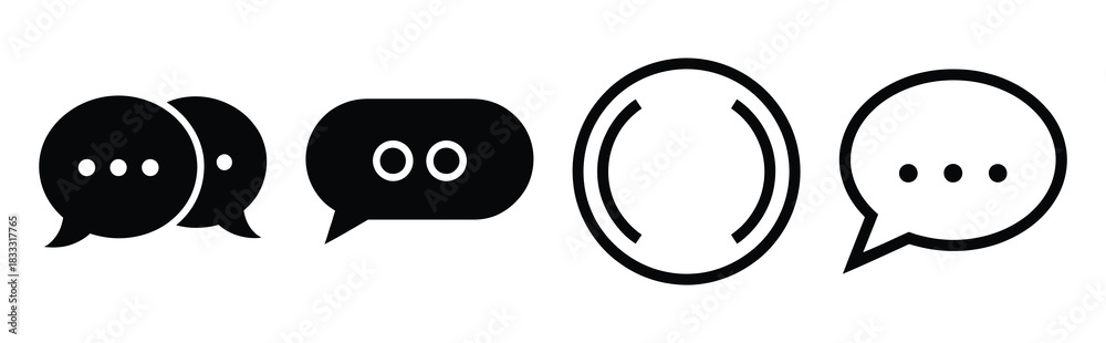 Naklejka premium Set of vector chat dots icon in silhouettes. Vector illustration icon set