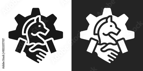 Strategic Alliance Icon In Black And White Glyph Style