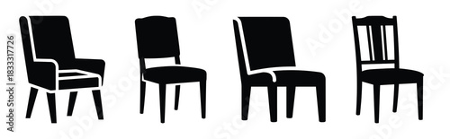 Set of vector chair  icon in silhouettes. Vector illustration icon set