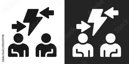 Conflict Of Interest Icon In Black And White Glyph Style