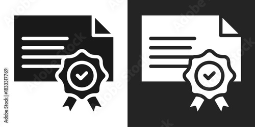 Licensing Icon In Black And White Glyph Style