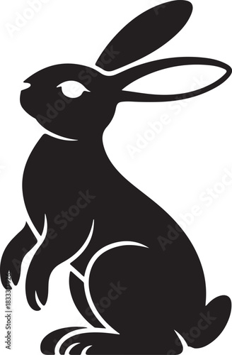 Silhouette rabbit pose animal wildlife mammal black outline shape form standing