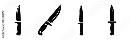 Set of vector knife  icon in silhouettes. Vector illustration icon set