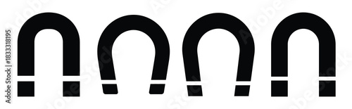 Set of vector magnet  icon in silhouettes. Vector illustration icon set