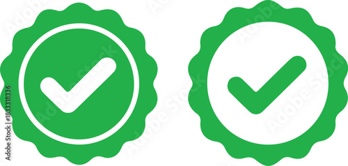Verified badge icon set. Green Verified Guarantee Badge and Checkmark Icon. social media verified badge vector sign. Checkmark in circle icon set.
