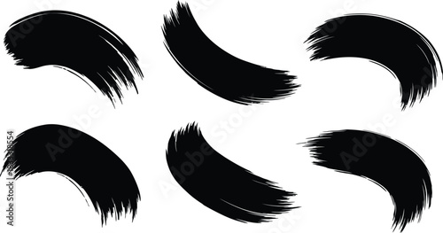 Abstract brush strokes in black a collection of dynamic sweeping shapes