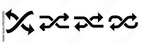 Set of vector shuffle  icon in silhouettes. Vector illustration icon set