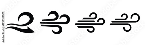 Fotografía Set of vector wind  icon in silhouettes