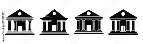 Set of vector bank  icon in silhouettes. Vector illustration icon set