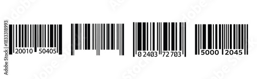 Set of vector barcode  icon in silhouettes. Vector illustration icon set