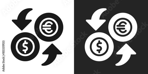 Currency Exchange Icon In Black And White Glyph Style
