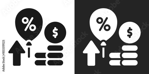Interest Rates Icon In Black And White Glyph Style