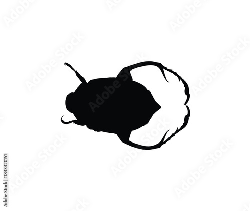 Silhouette of a betta fish with flowing fins, swimming to the right.
