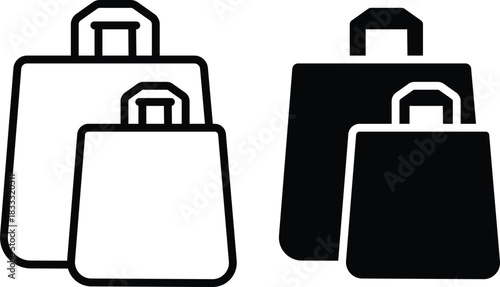 Multiple Retail Purchase Shopping Bags Different Sizes Store Icon Vector Silhouette and Pictogram..eps