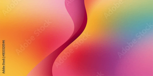 Smooth Flowing Wave Gradient in Warm Orange Pink Purple Cyan and Yellow with Dreamy Soft Blend Abstract Digital Background