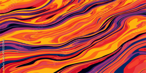 Swirling waves of vibrant color ripple through marbled textures, evoking energy, emotion, and the wild pulse of abstract expression.