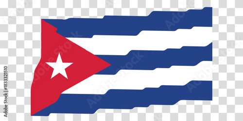 Waving Flag of Cuba. Cuban national symbol in official colors. Template icon. Abstract vector background. Fluttering effect.