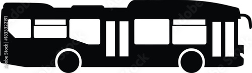 Simple black silhouette of a large passenger bus side view illustration