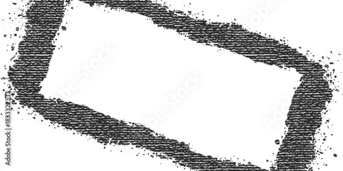 Grunge black and white vector frame with a pattern of vintage ink splatters, rough brush strokes, and decorative border elements