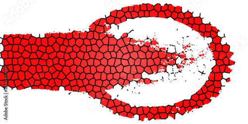 A vector illustration of a red heart shape pattern with a grunge texture design for Valentine's Day decoration and romance celebration art card