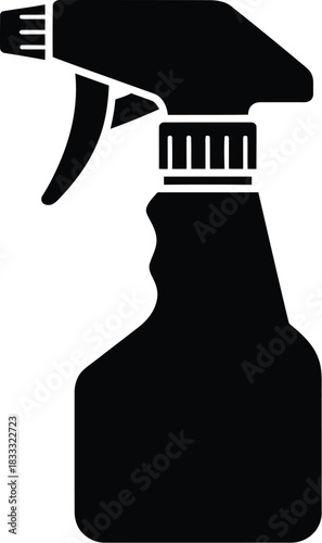 A simple black and white illustration of a spray bottle