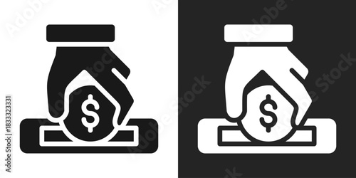 Deposit Icon In Black And White Glyph Style