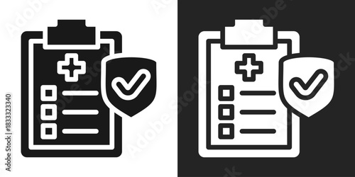 Insurance Coverage Icon In Black And White Glyph Style