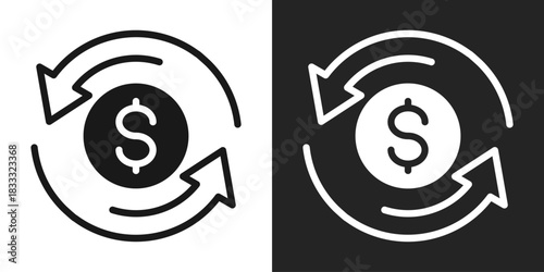 Rollover Icon In Black And White Glyph Style
