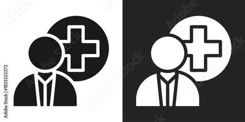 Medical Staff Icon In Black And White Glyph Style